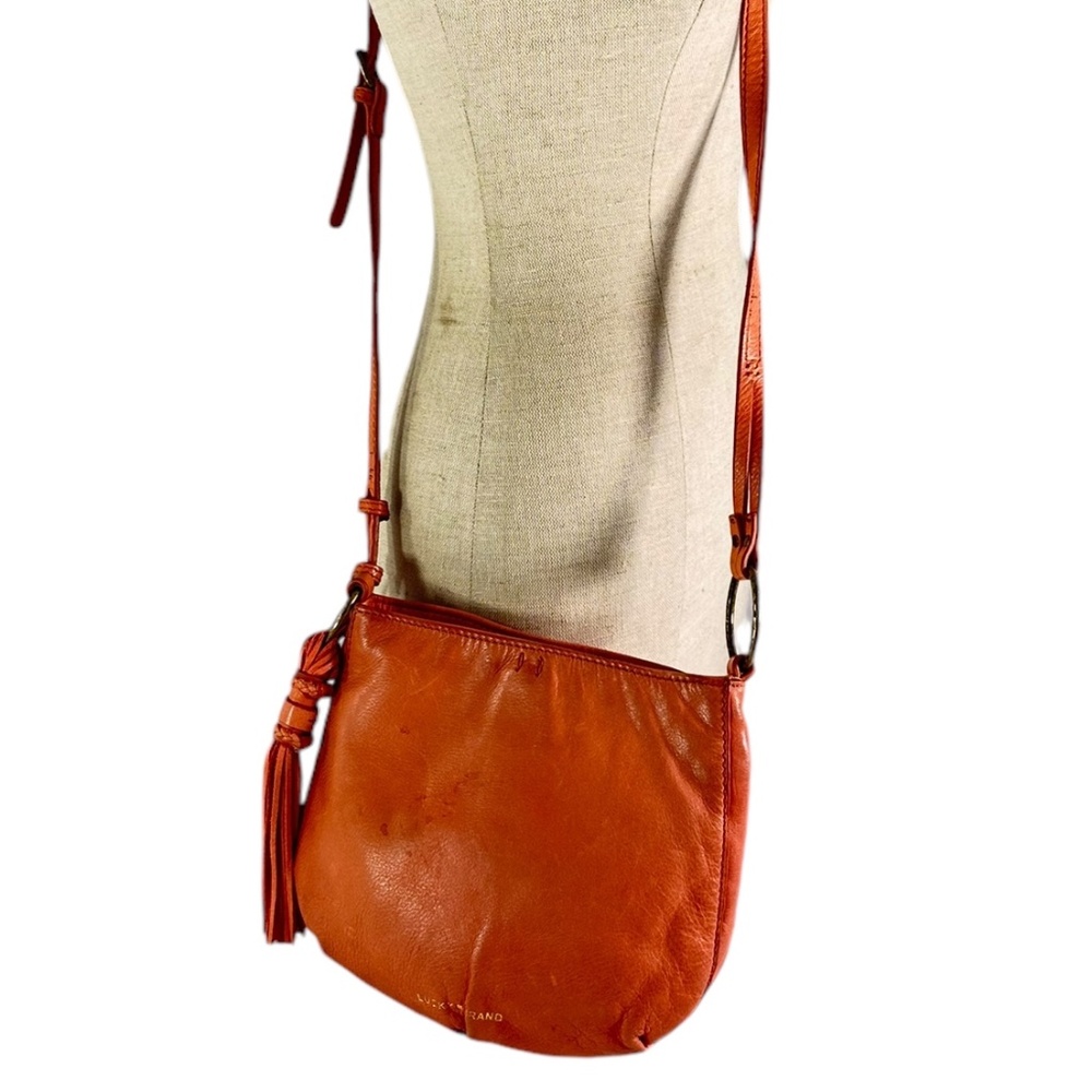 Vintage LUCKY BRAND Sienna Brown Orange Leather Crossbody Shoulder Bag